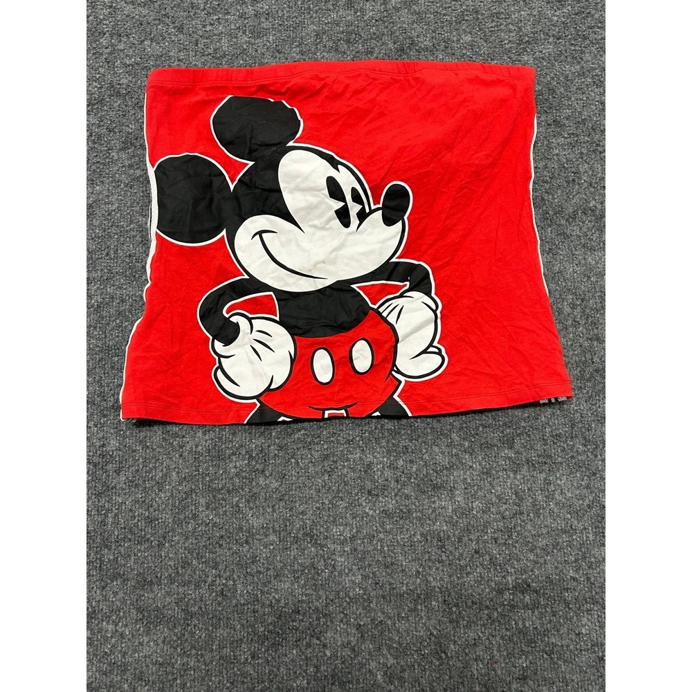 Disney Tube Top Womens Size XL Red Mickey Mouse Graphic Strapless Side Stripe